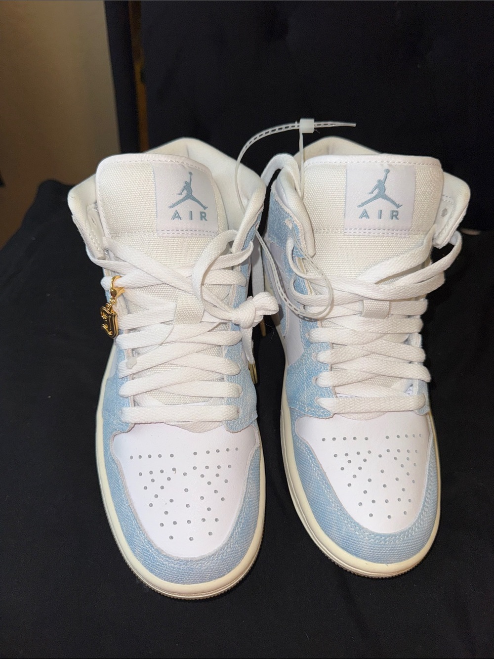 Jordan High Top Sneakers in White & Light Blue